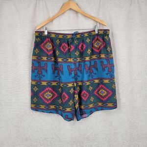 Vintage Silk Aztec Boxer Style Casual Shorts